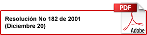 Título resolución 182 de 2001